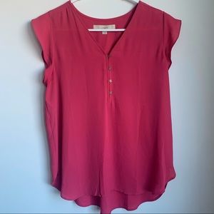 Loft | Short Sleeve Pink Blouse